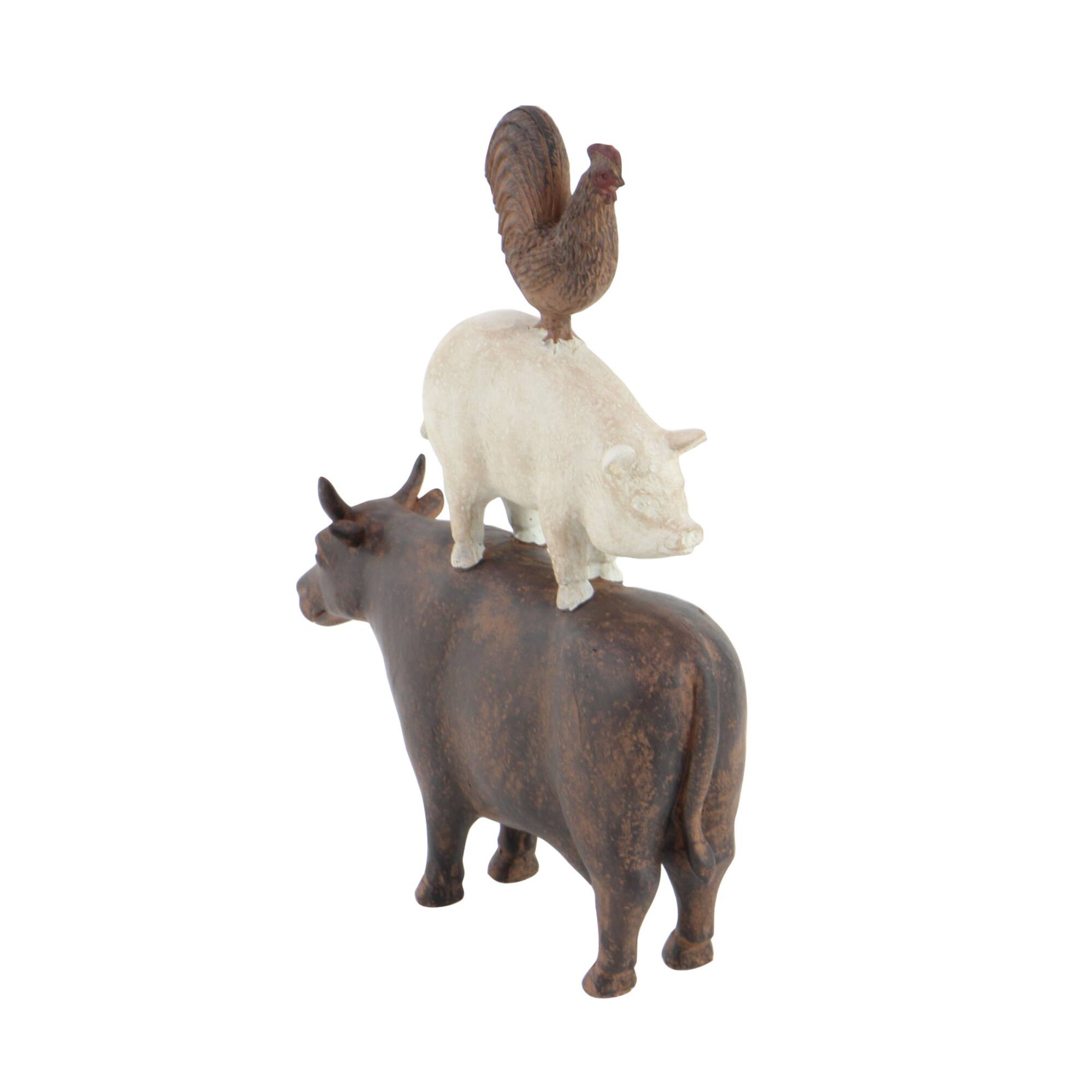 14" Brown Farmhouse Animal Sculpture